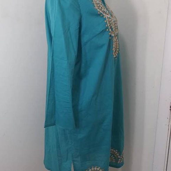 Harper Sz M Embellished Sheath Tunic Dress Aqua - Picture 3 of 6